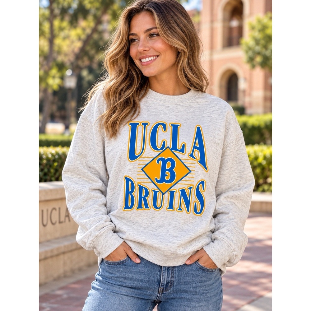 UCLA Bruins Sweatshirt Womens Large NWT Rivalry Threads 91 Gray NCAA Crewneck